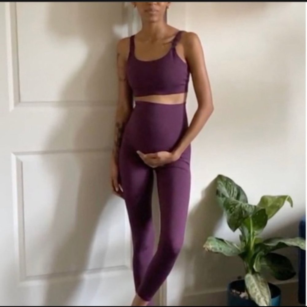 Girlfriend Collective Maternity Legging in Plum, M